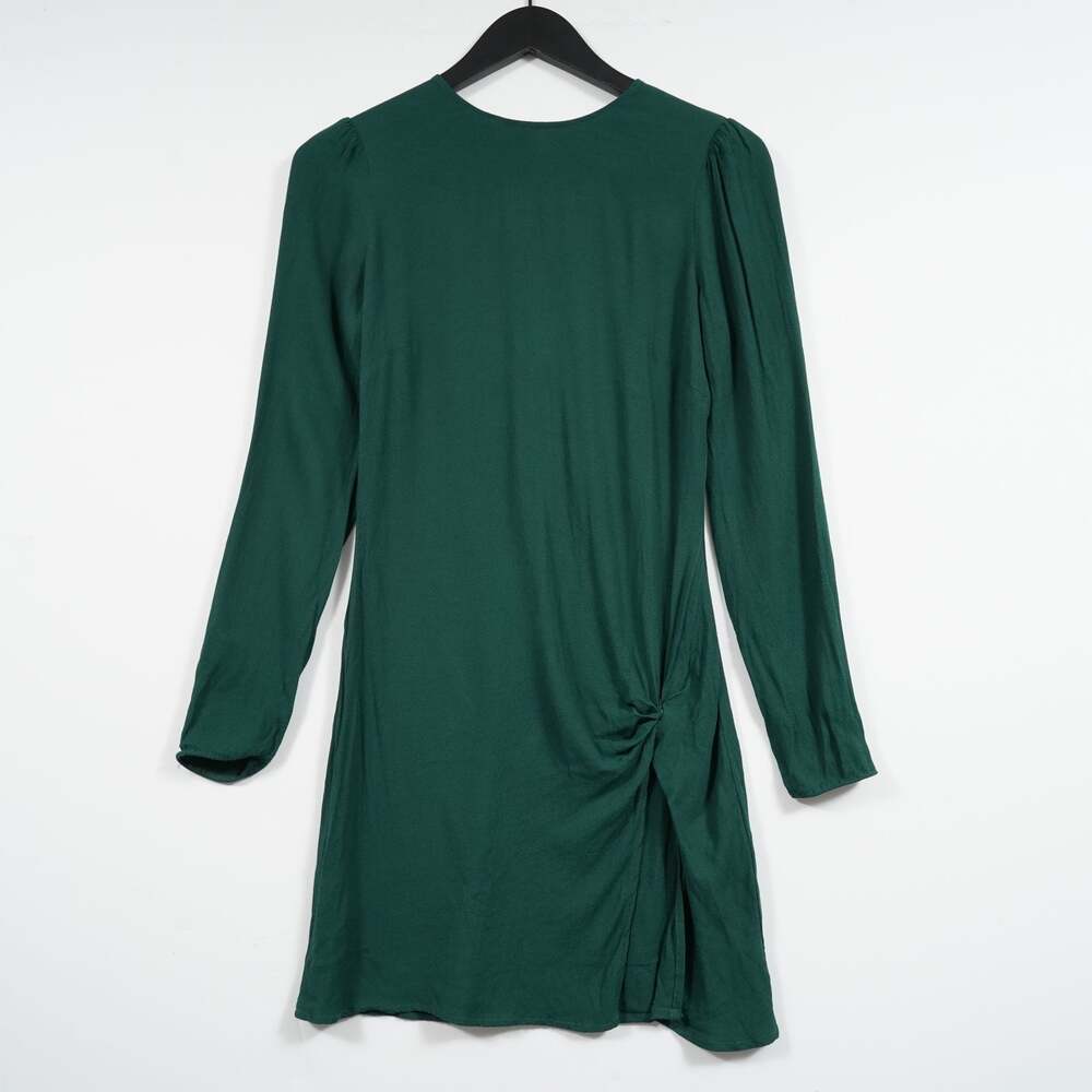 Reformation Lewis Mini Dress 4 Forest Green Long Sleeve Crew Neck Made USA